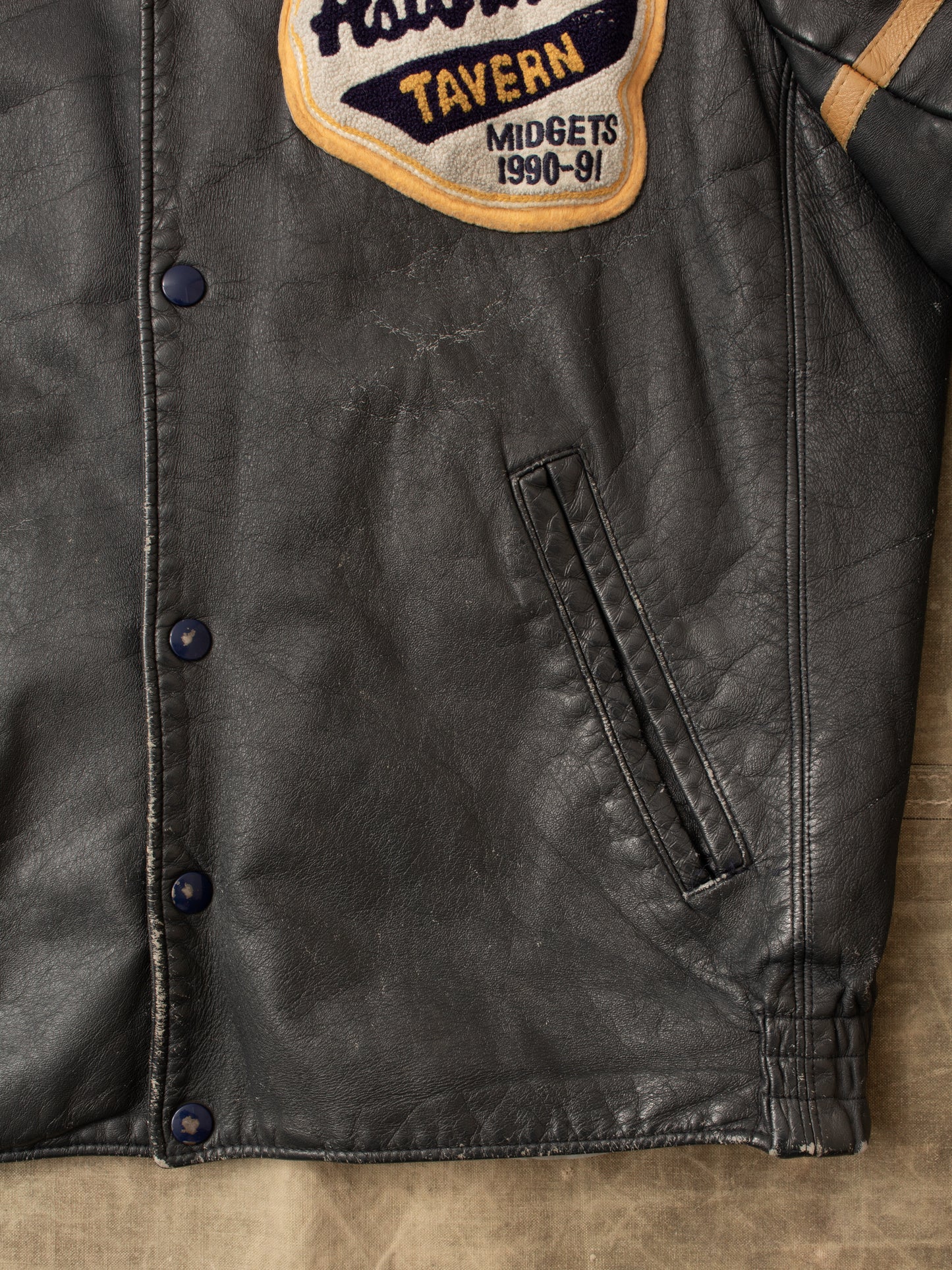 Vintage 1990-91 Astonville Tavern Leather Varsity Jacket Size 40