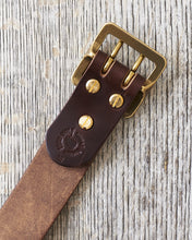 Lone Wolf Leathers Belt Dark Brown Horween CXL Double Prong Brass Buckle