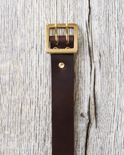 Lone Wolf Leathers Belt Dark Brown Horween CXL Double Prong Brass Buckle