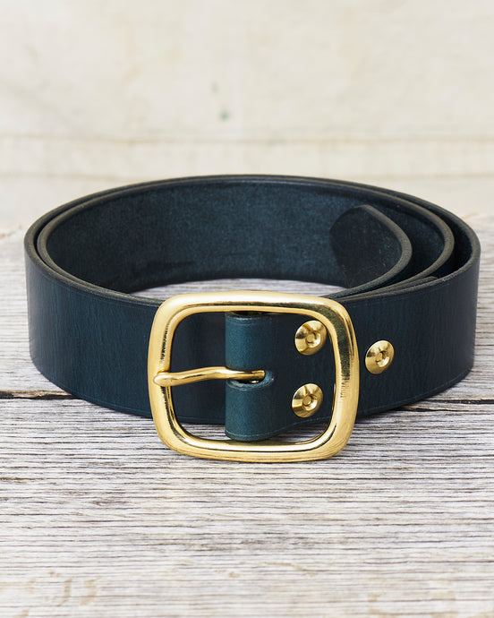 Lone Wolf Leather Belt Tärnsjö Dark Green Veg Tanned Oblong Buckle