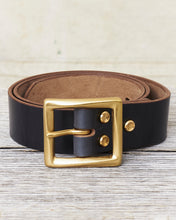 Lone Wolf Leathers Belt Dark Blue Horween CXL Twisted Brass Buckle