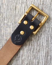 Lone Wolf Leathers Belt Dark Blue Horween CXL Twisted Brass Buckle