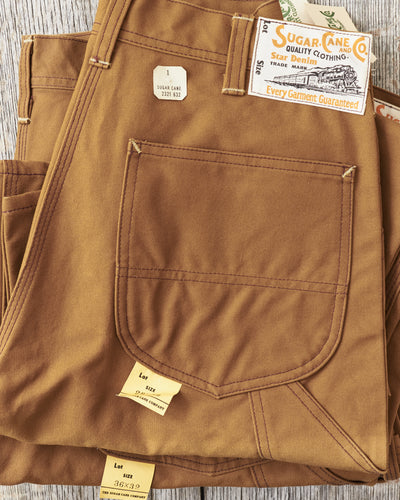 [SUN BLEACHED] Sugar Cane 13oz. Brown Duck Work Pants SC41824