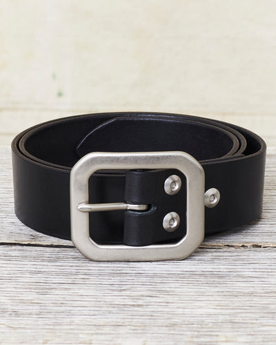 Lone Wolf Leather Belt Tärnsjö Black Veg Tanned Matt Nickel Octagon Buckle