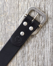 Lone Wolf Leather Belt Tärnsjö Black Veg Tanned Matt Nickel Octagon Buckle