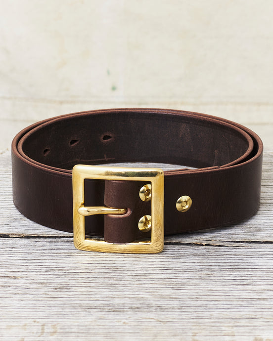 Lone Wolf Leather Belt Tärnsjö Dark Brown Veg Tanned Garrison Buckle