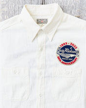 Buzz Rickson's White Chambray Work Shirt Blue 30th Anniversary With Embroidery
