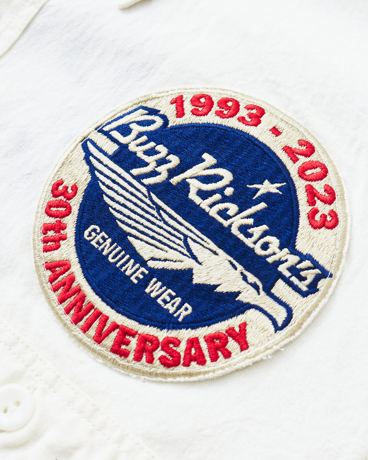 Buzz Rickson's White Chambray Work Shirt Blue 30th Anniversary With Embroidery BR29185