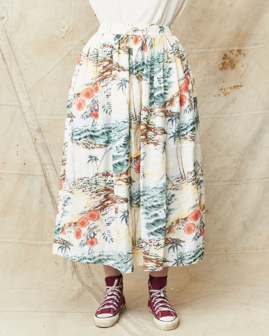 OrSlow 4003 Hawaiian Gathered Rayon Skirt Ecru