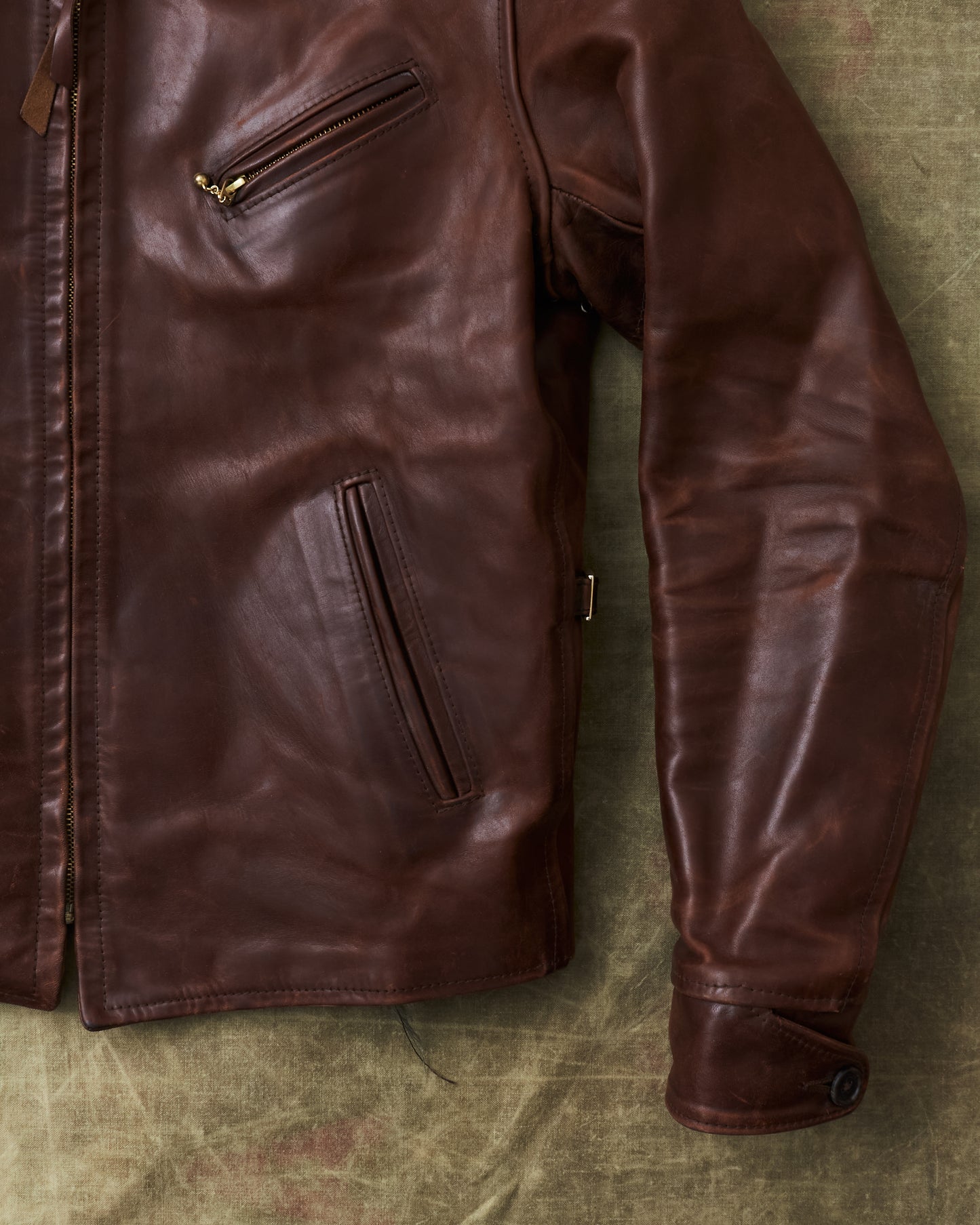 Second Hand Aero Leathers Classic 1930s Half Belt Horsehide Brown Jacket 42