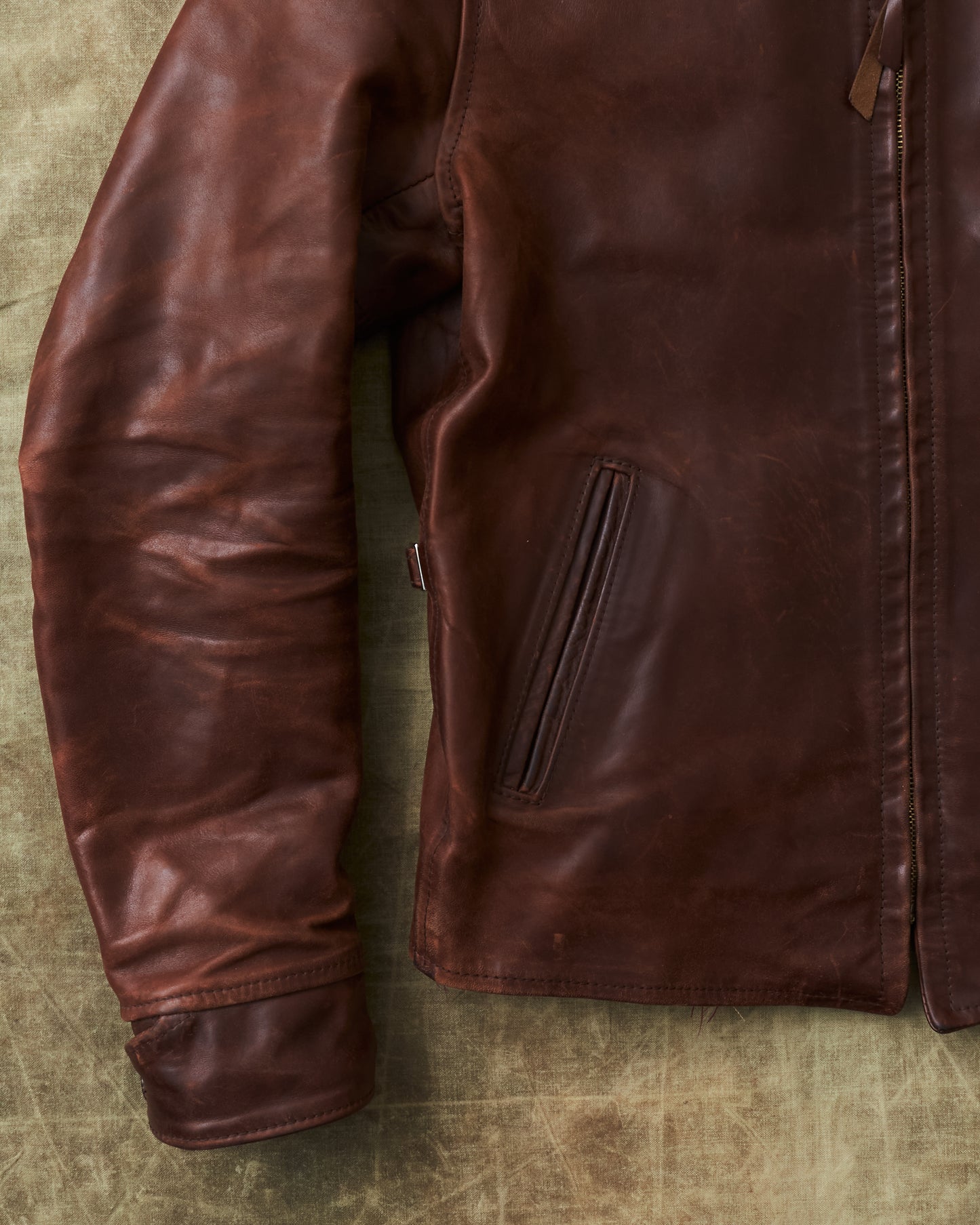 Second Hand Aero Leathers Classic 1930s Half Belt Horsehide Brown Jacket 42