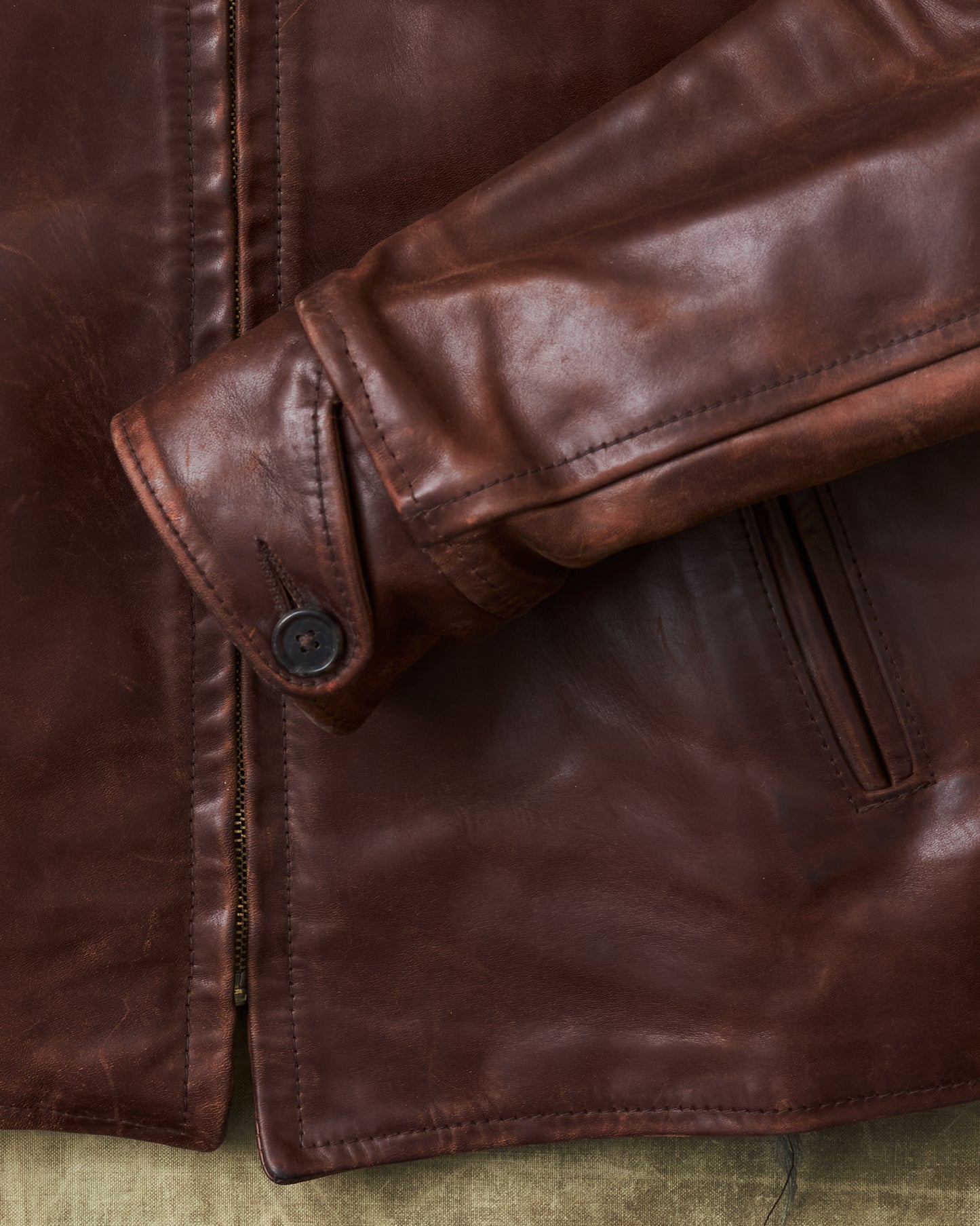 Second Hand Aero Leathers Classic 1930s Half Belt Horsehide Brown Jacket 42