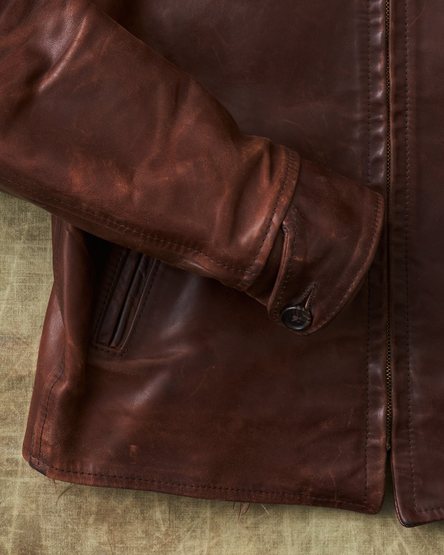 Second Hand Aero Leathers Classic 1930s Half Belt Horsehide Brown Jacket 42
