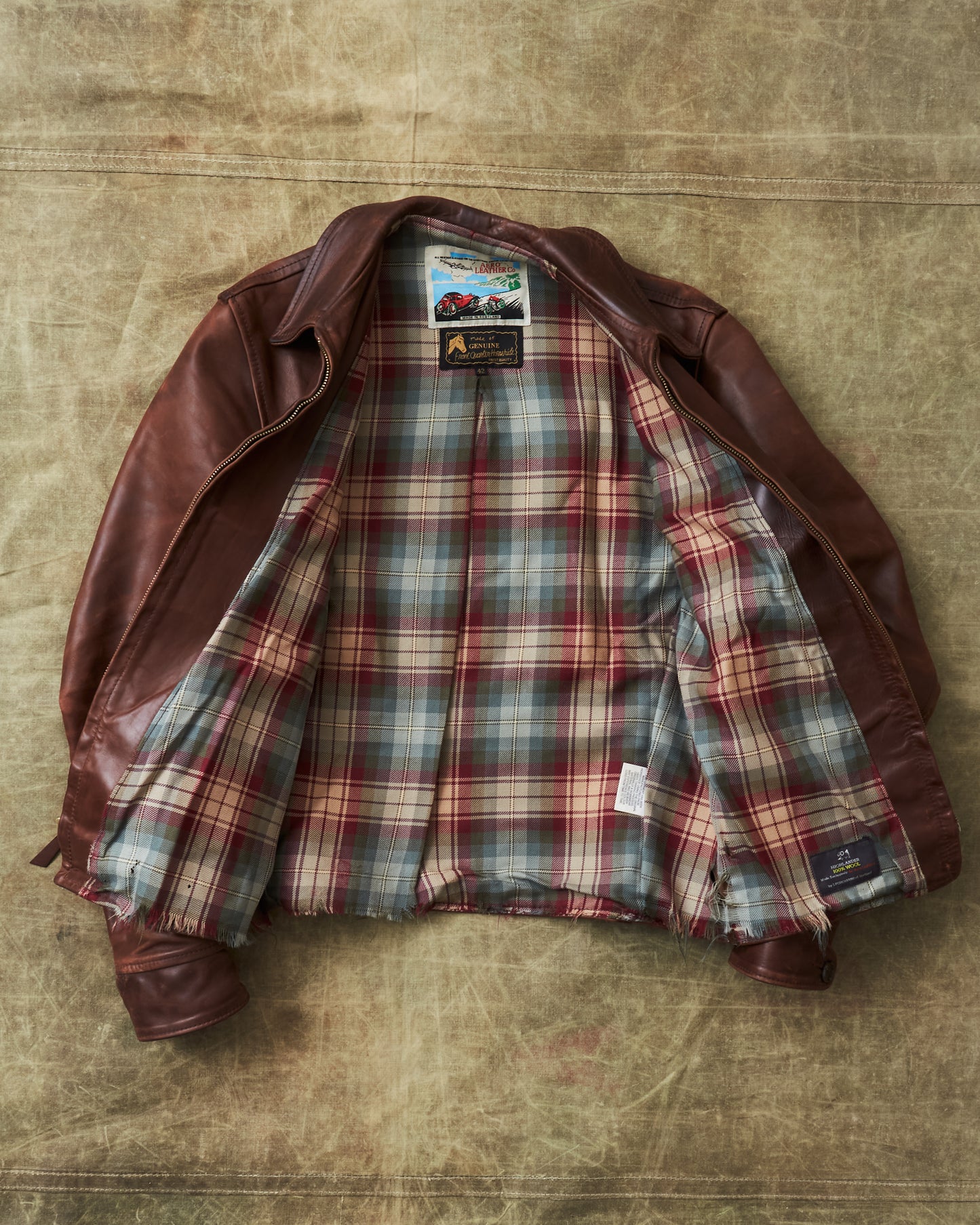Second Hand Aero Leathers Classic 1930s Half Belt Horsehide Brown Jacket 42