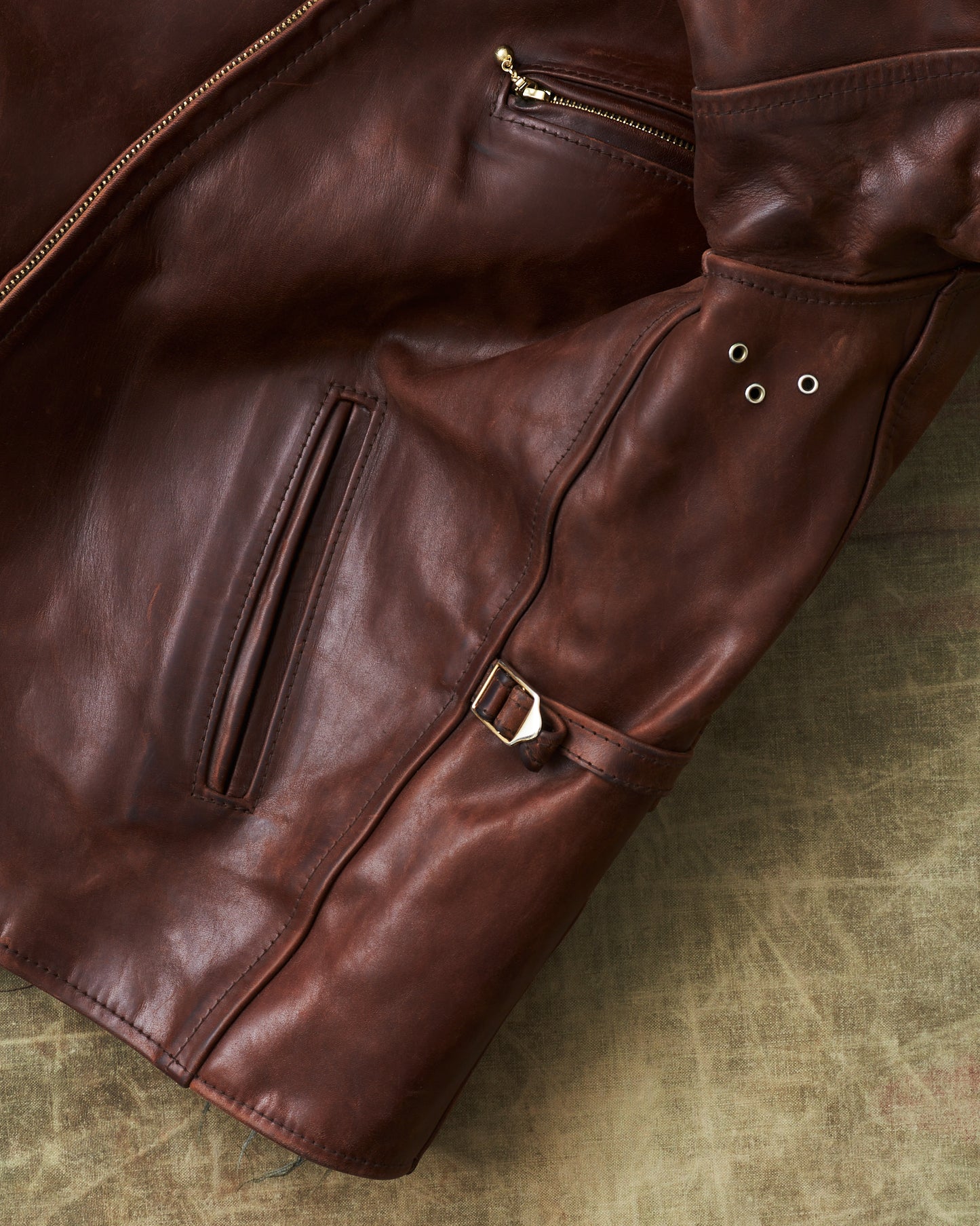 Second Hand Aero Leathers Classic 1930s Half Belt Horsehide Brown Jacket 42