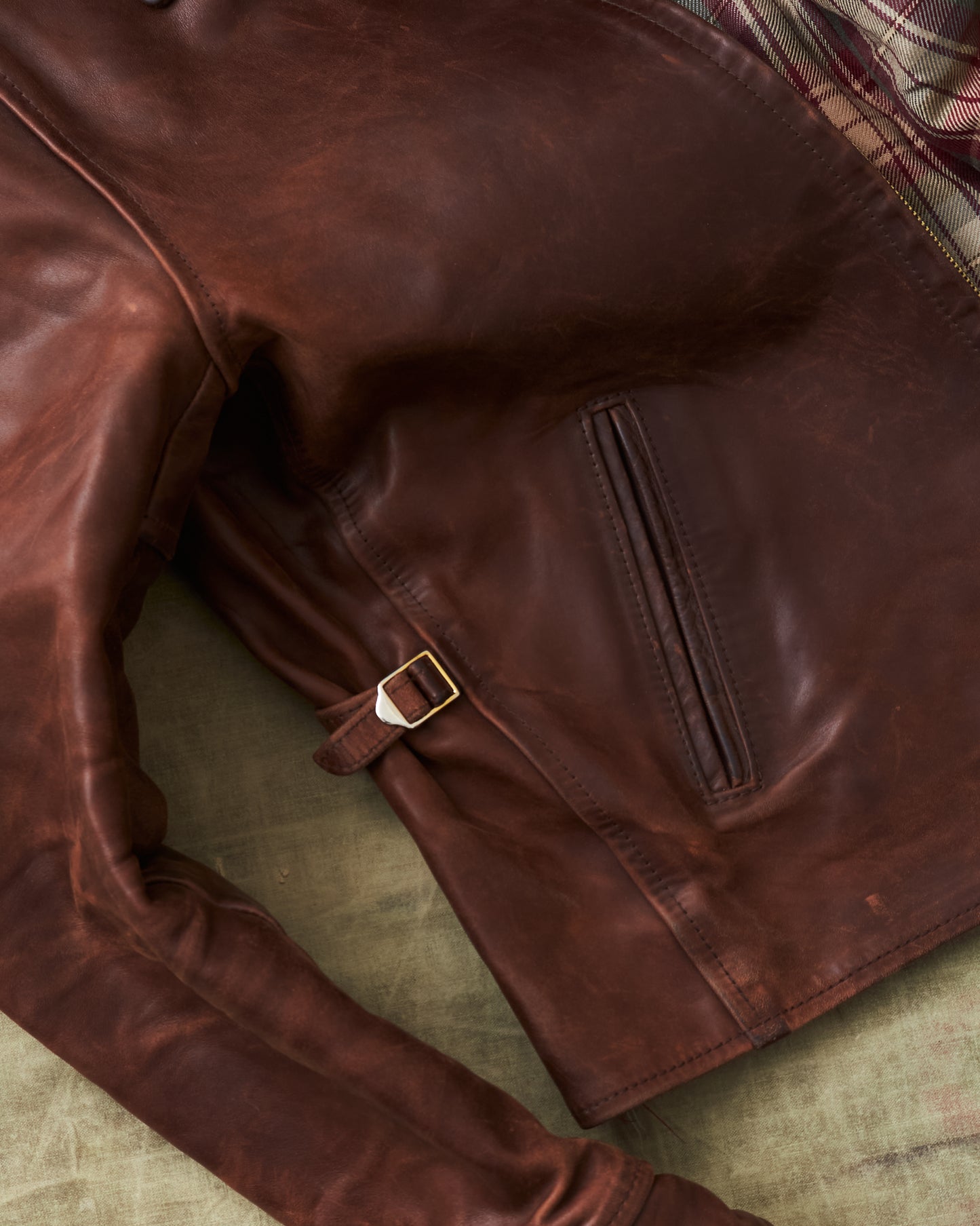Second Hand Aero Leathers Classic 1930s Half Belt Horsehide Brown Jacket 42