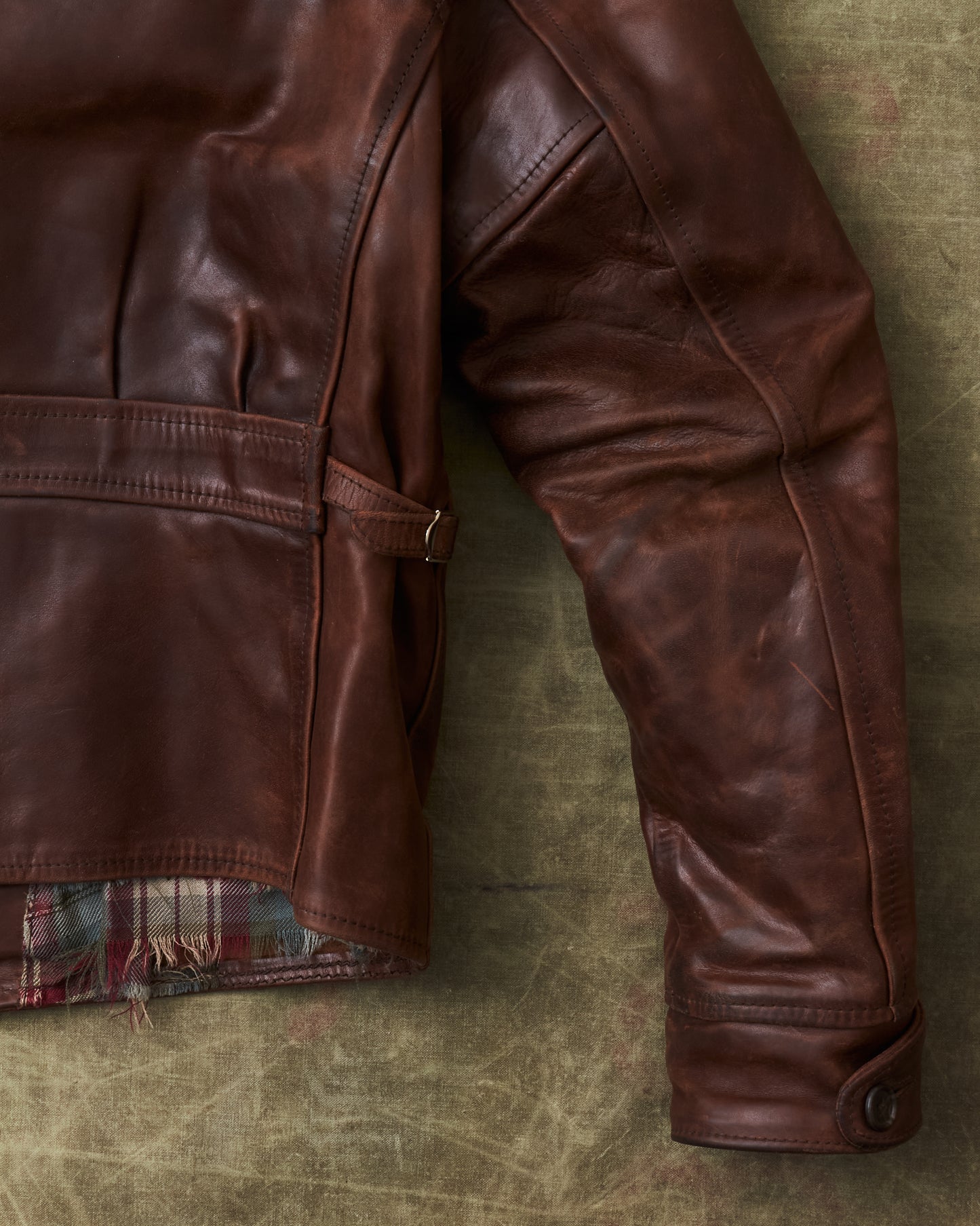 Second Hand Aero Leathers Classic 1930s Half Belt Horsehide Brown Jacket 42