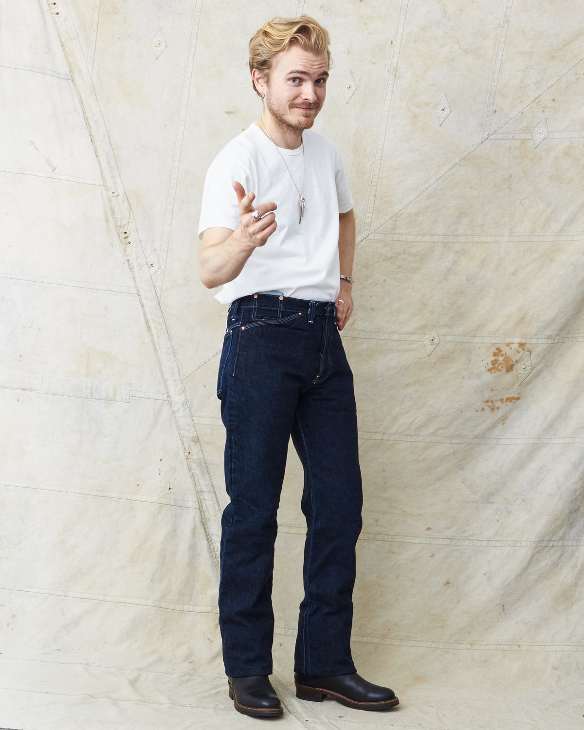 Tender Type 125 High Straight Jeans 16 oz Rinsed Selvage Denim