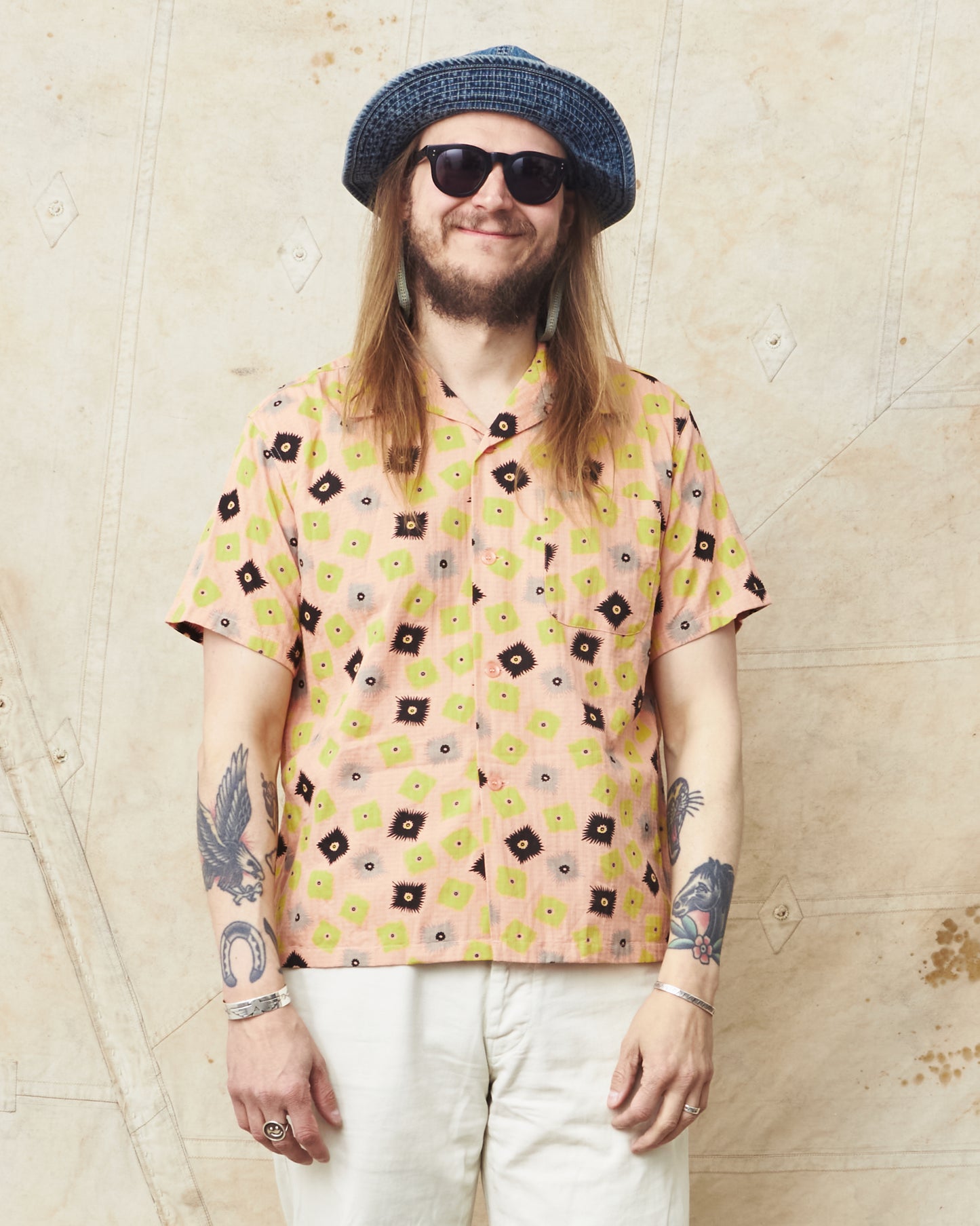 Star of Hollywood  SH39499 Dobby Cotton Open Shirt “Explosion” Pink