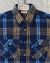 Sugar Cane & Co Fiction Romance 6.2 Oz Indigo Check Work Shirt SC29386