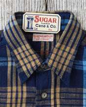 Sugar Cane & Co Fiction Romance 6.2 Oz Indigo Check Work Shirt SC29386