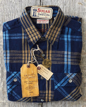 Sugar Cane & Co Fiction Romance 6.2 Oz Indigo Check Work Shirt SC29386