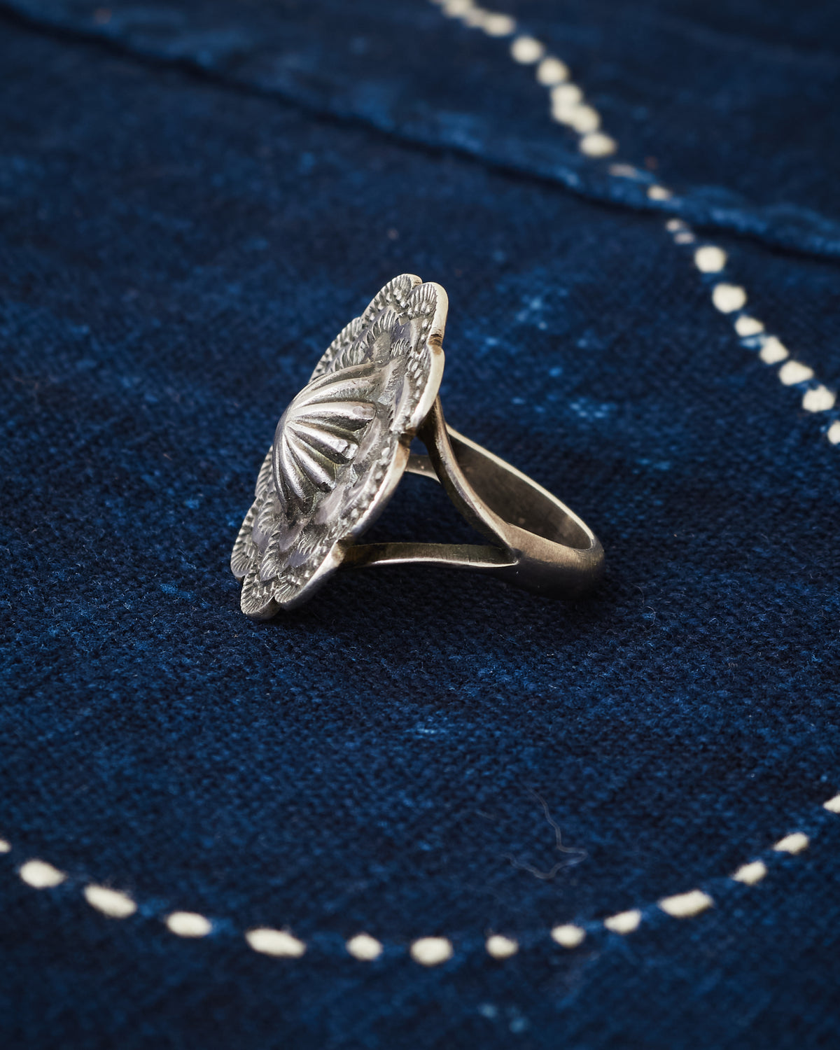 Tenable Crafts Silver Concho Ring # 204 US Size 8