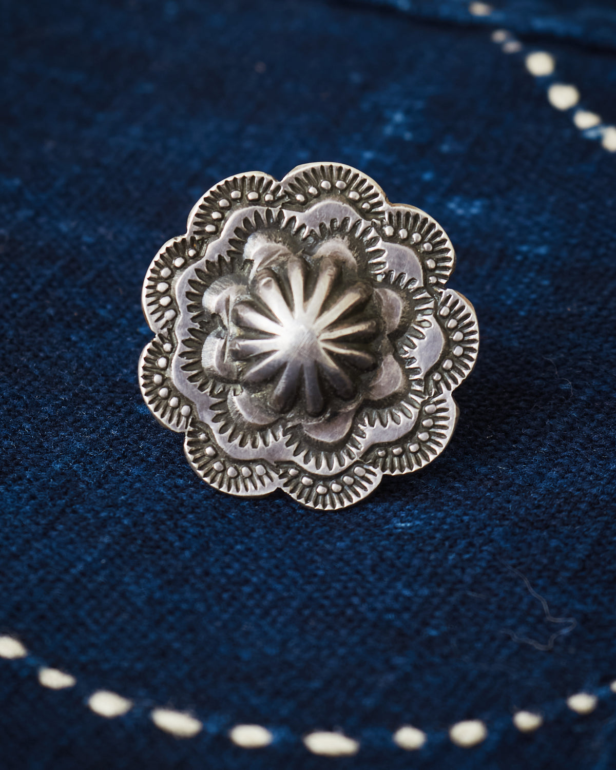 Tenable Crafts Silver Concho Ring # 204 US Size 8