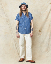 Sugar Cane & Co. Short Sleeve Blue Chambray Work Shirt SC37941