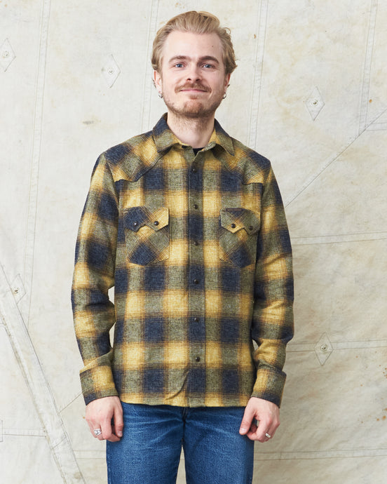 Indigofera Dollard Shirt Brushed Shadow Check Charcoal / Gold