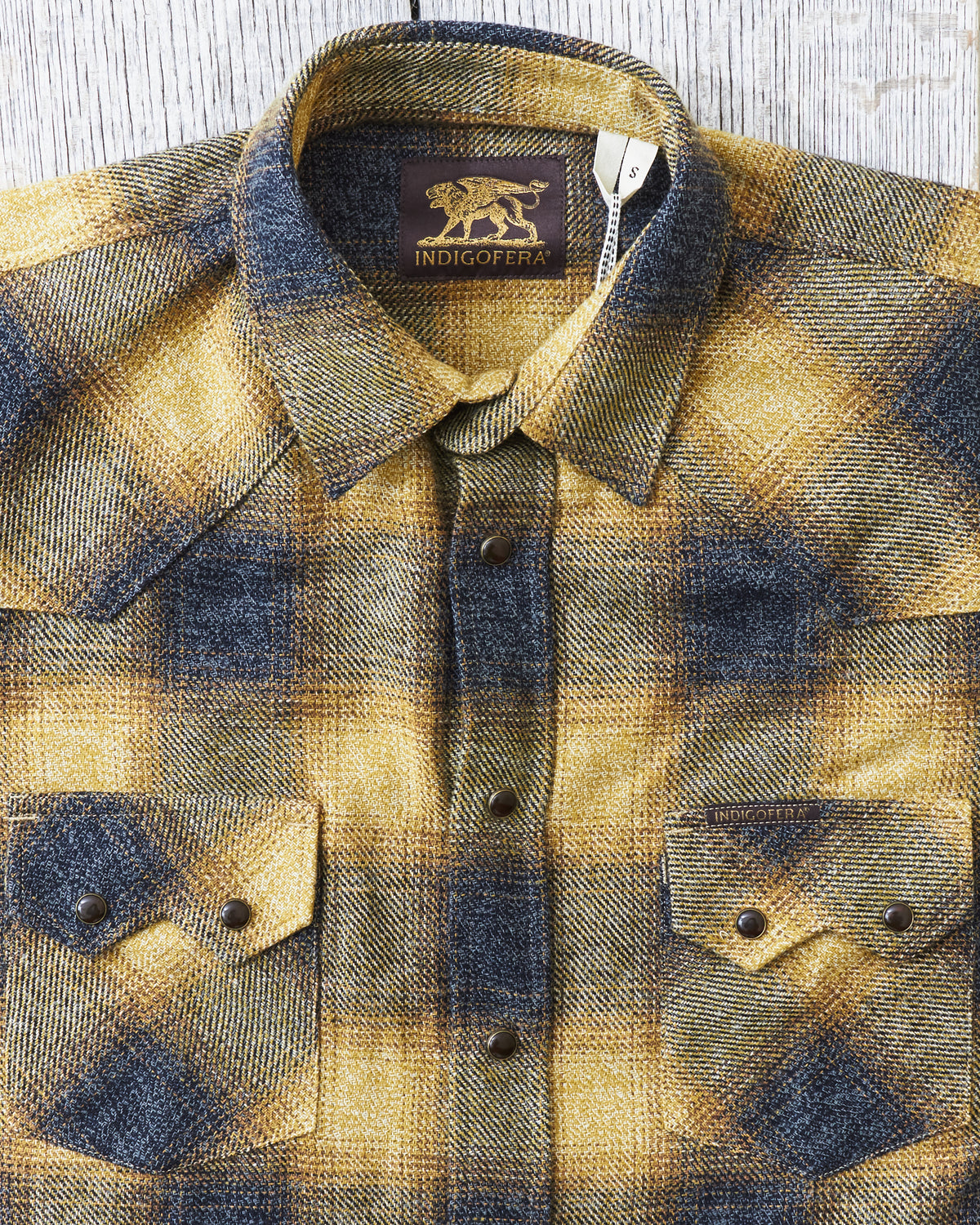 Indigofera Dollard Shirt Brushed Shadow Check Charcoal / Gold