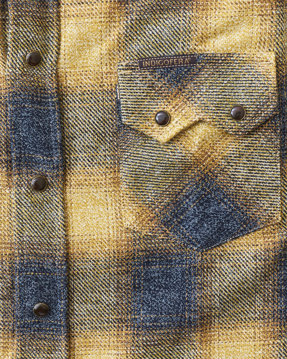 Indigofera Dollard Shirt Brushed Shadow Check Charcoal / Gold
