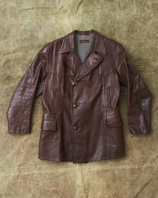 Vintage Swedish Goatskin Leather Coat Size L
