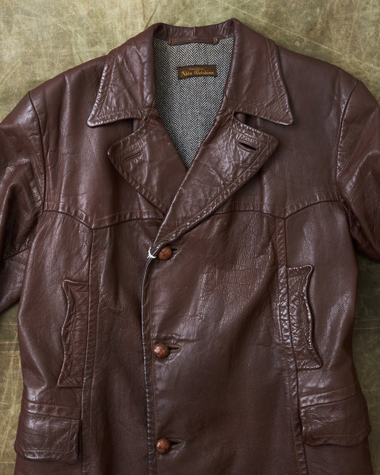 Vintage Swedish Goatskin Leather Coat Size L