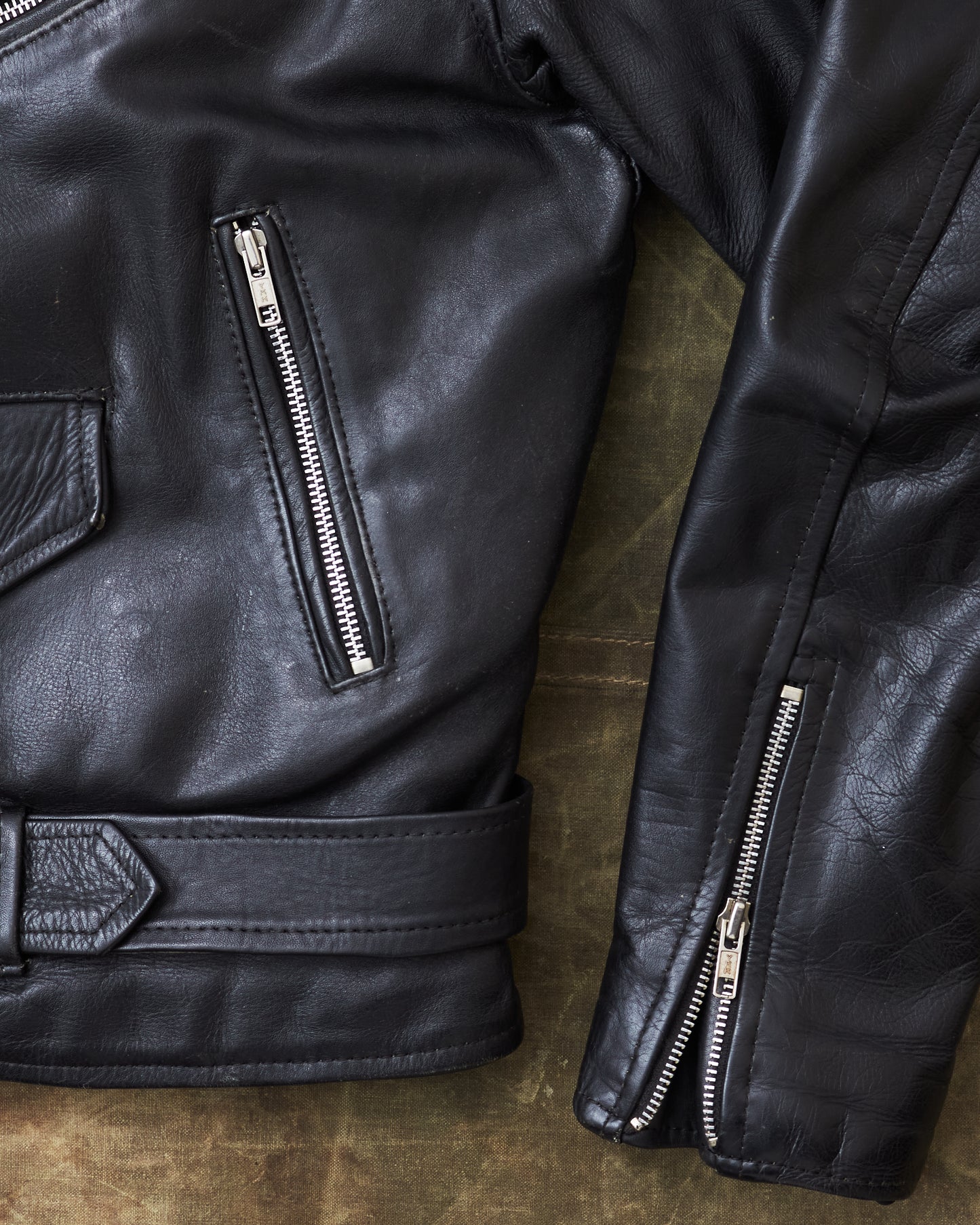 Second Hand Black Leather Biker Jacket Size 40