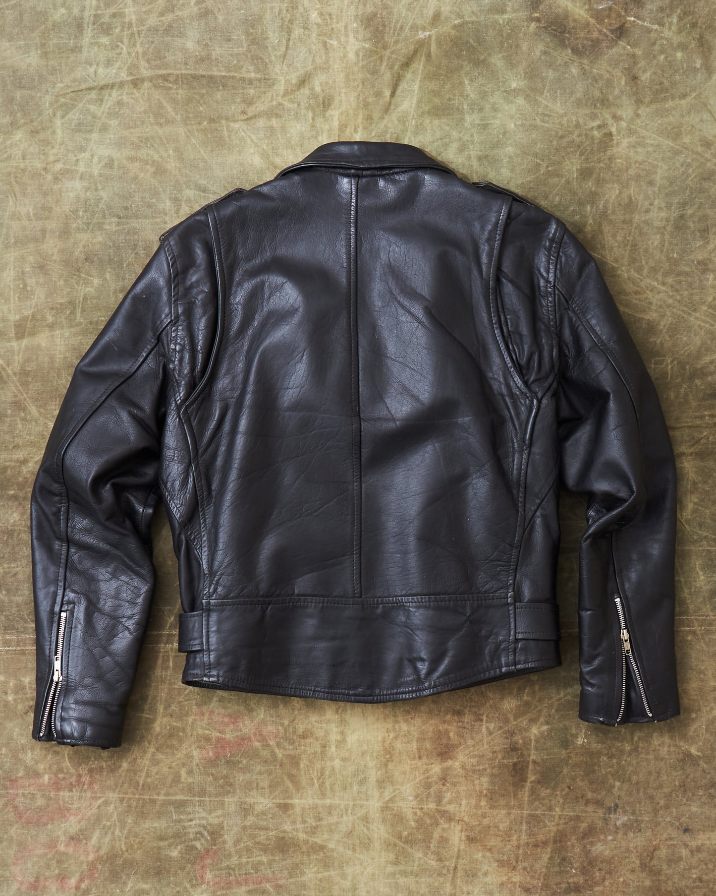 Second Hand Black Leather Biker Jacket Size 40