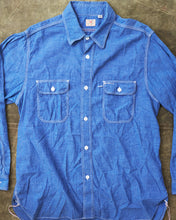 Second Hand Sugar Cane & Co. Vat Dye Chambray Work Shirt Sashiko Repaired Size XL