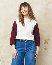 Warehouse & Co Three-Quarter Sleeve Baseball Shirt Cream/Bordeaux