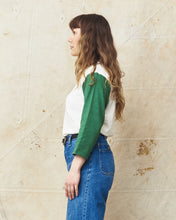 Warehouse & Co Three-Quarter Sleeve Baseball Shirt Cream/Green