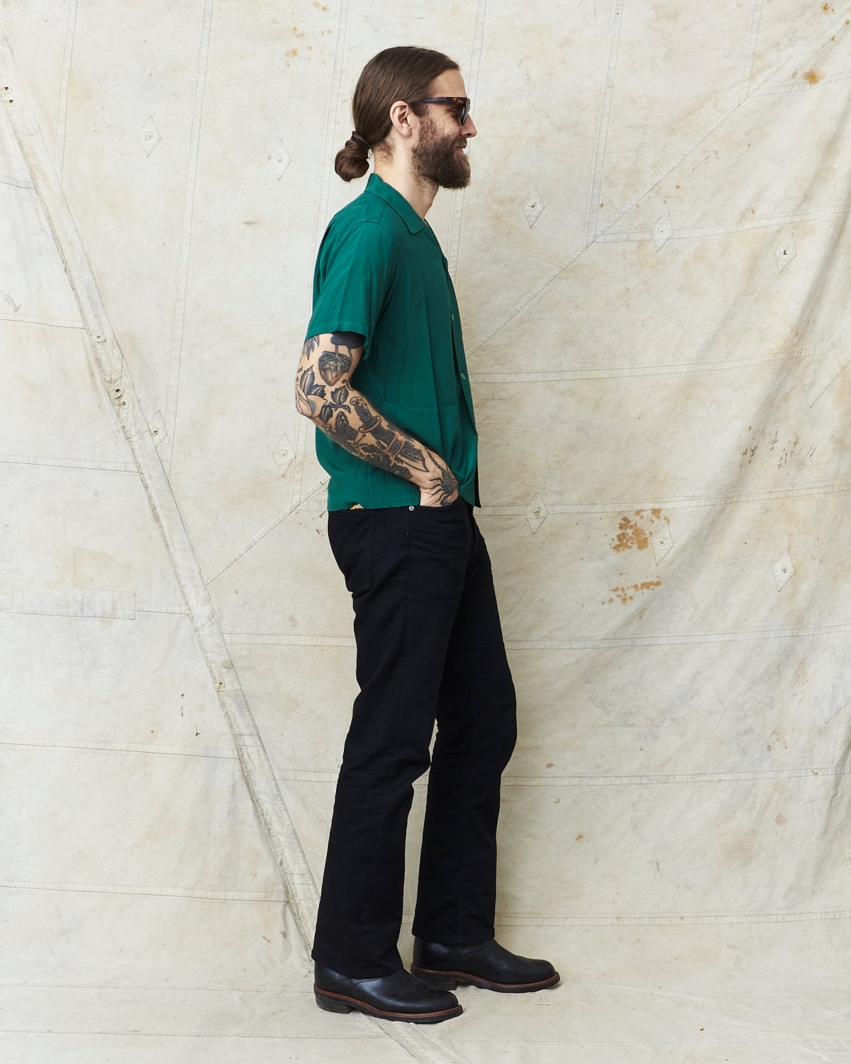 Style Eyes Short Sleeve Rayon Bowling Shirt Green SE39259