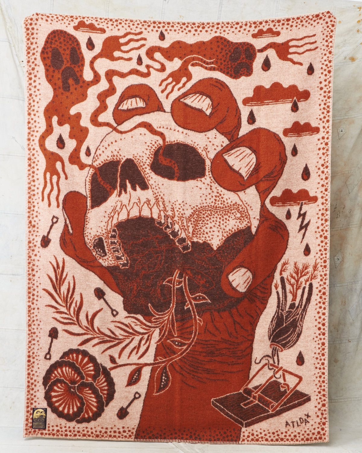 Indigofera x Björn Atldax Yorick Wool Blanket Pink/Rust Brown