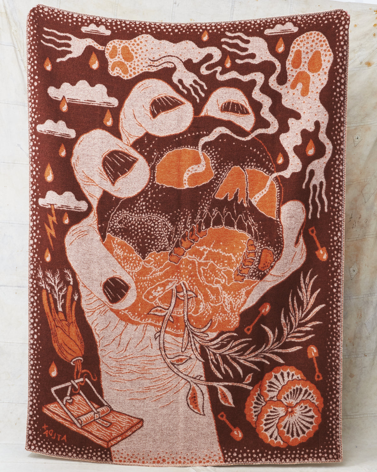 Indigofera x Björn Atldax Yorick Wool Blanket Pink/Rust Brown