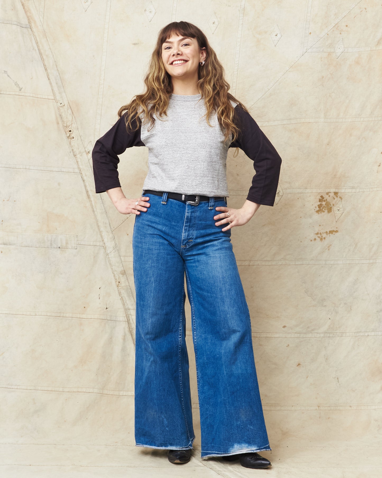 Warehouse & Co Three-Quarter Sleeve Baseball Shirt Grey/Sumikuro (Black)