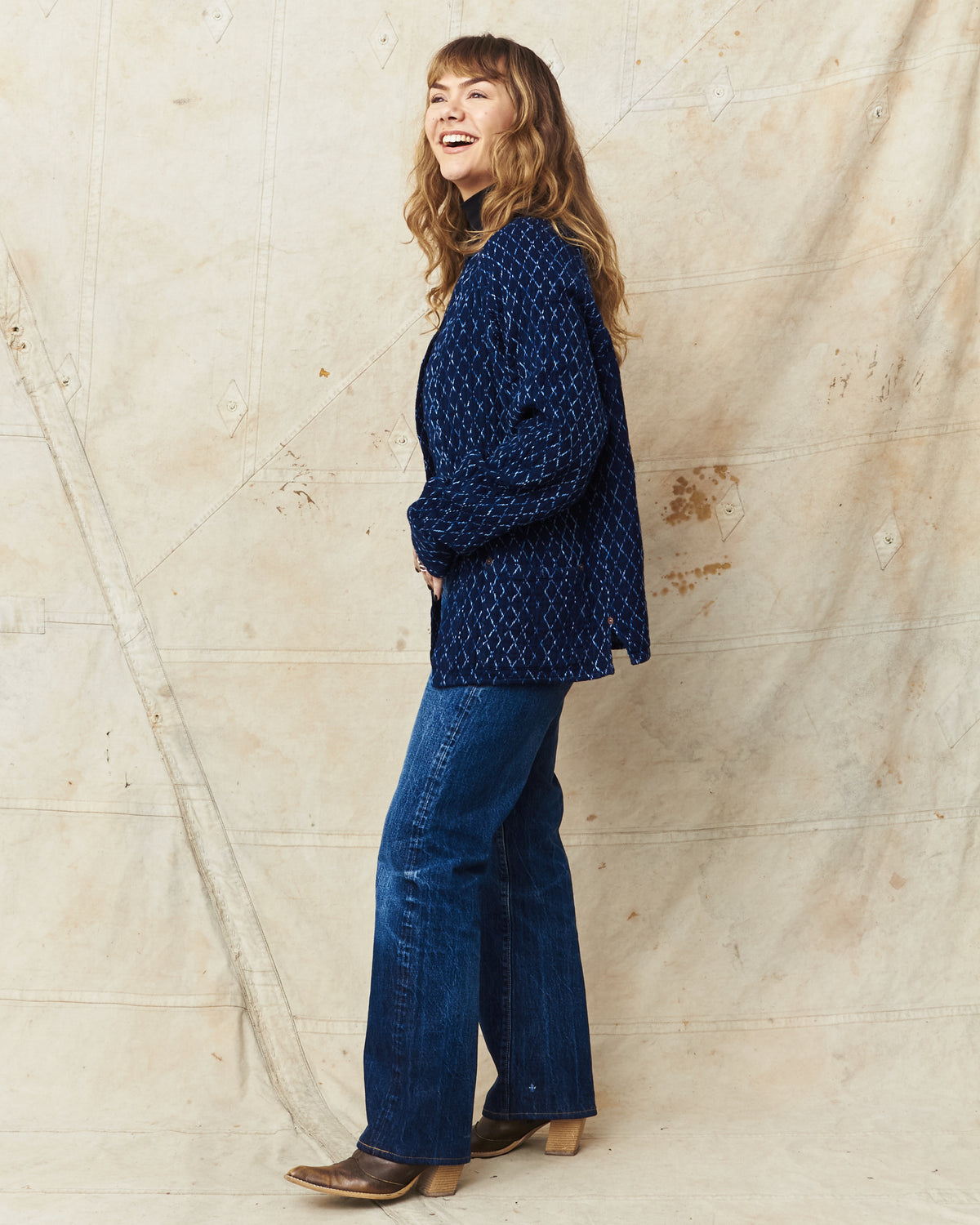 Indigofera Slowhand Shirt Indigo Kasuri Sashiko