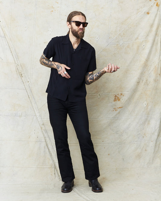 Style Eyes SE39455 Short Sleeve Rayon Bowling Shirt Black