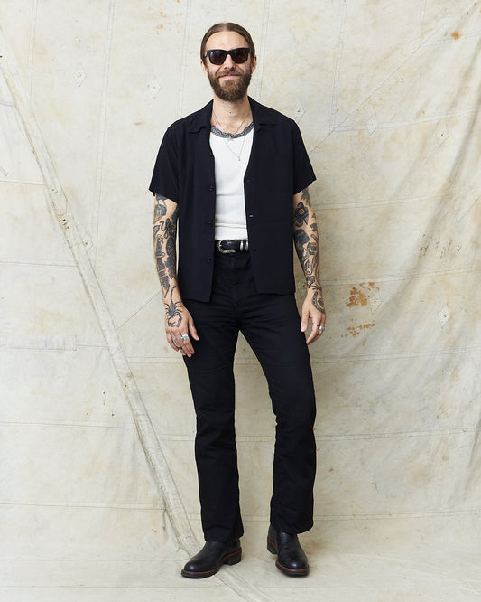 Style Eyes SE39455 Short Sleeve Rayon Bowling Shirt Black