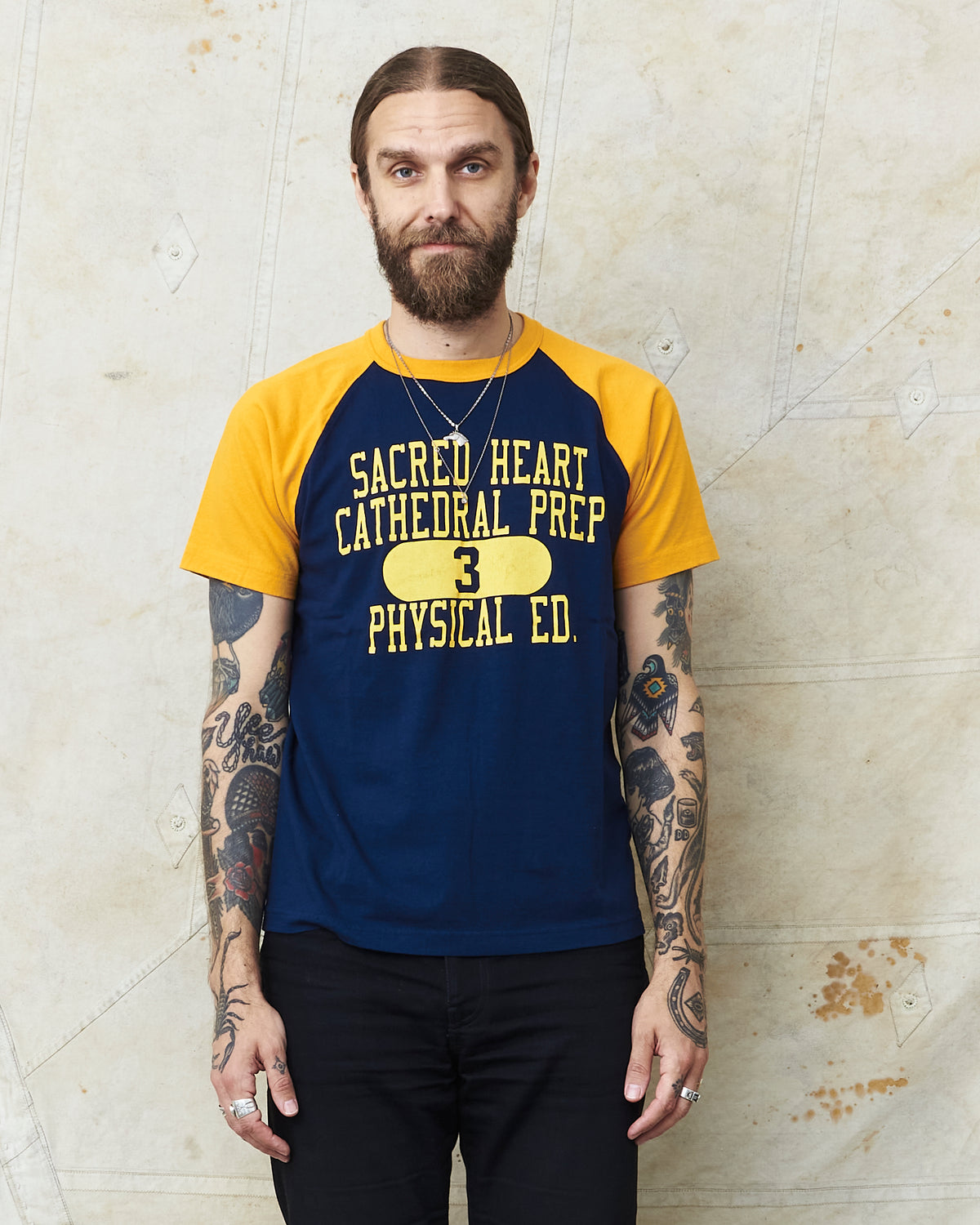 Whitesville Short Sleeve Raglan T-shirt Navy "Sacred Heart" WV78932