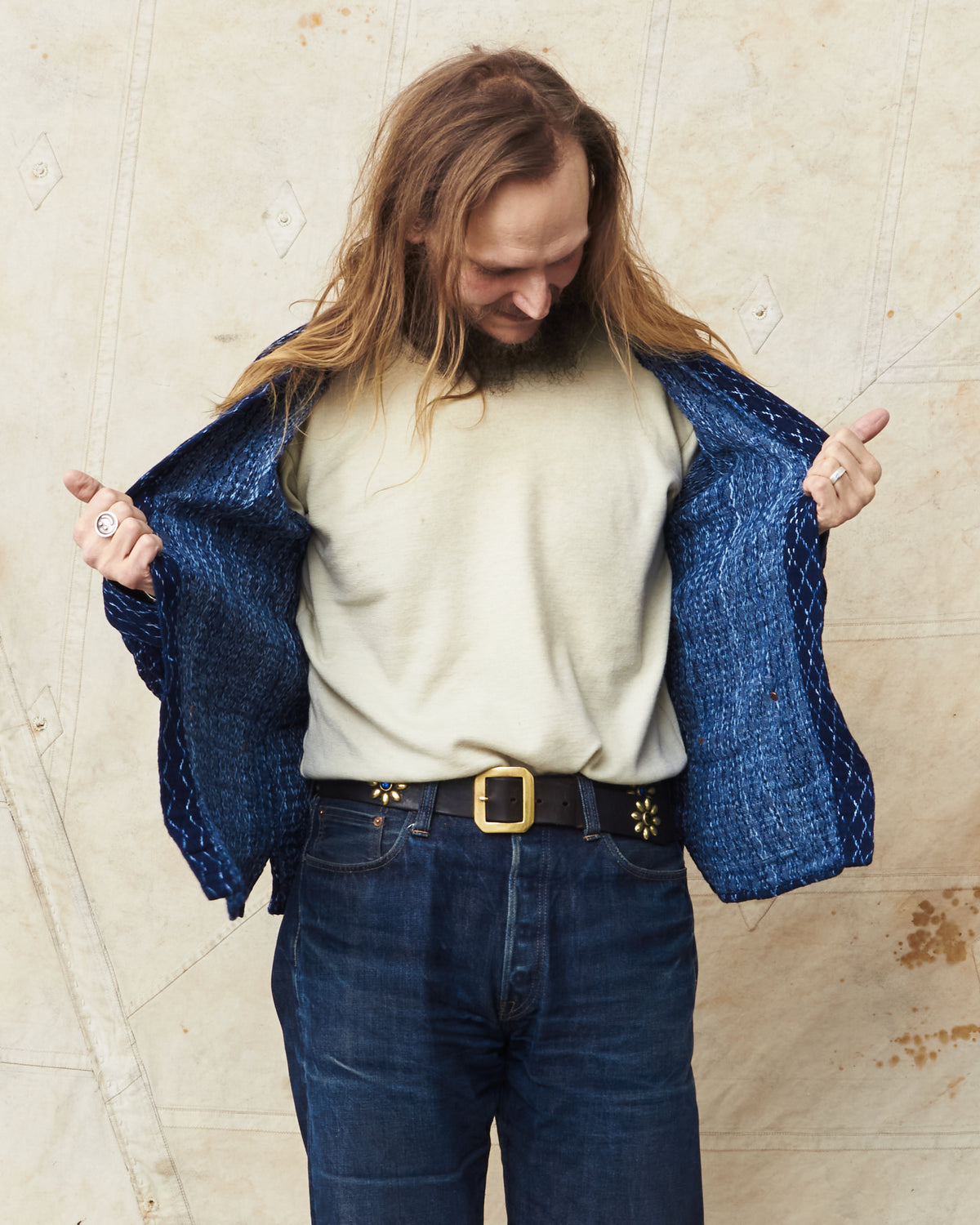 Indigofera Slowhand Shirt Indigo Kasuri Sashiko