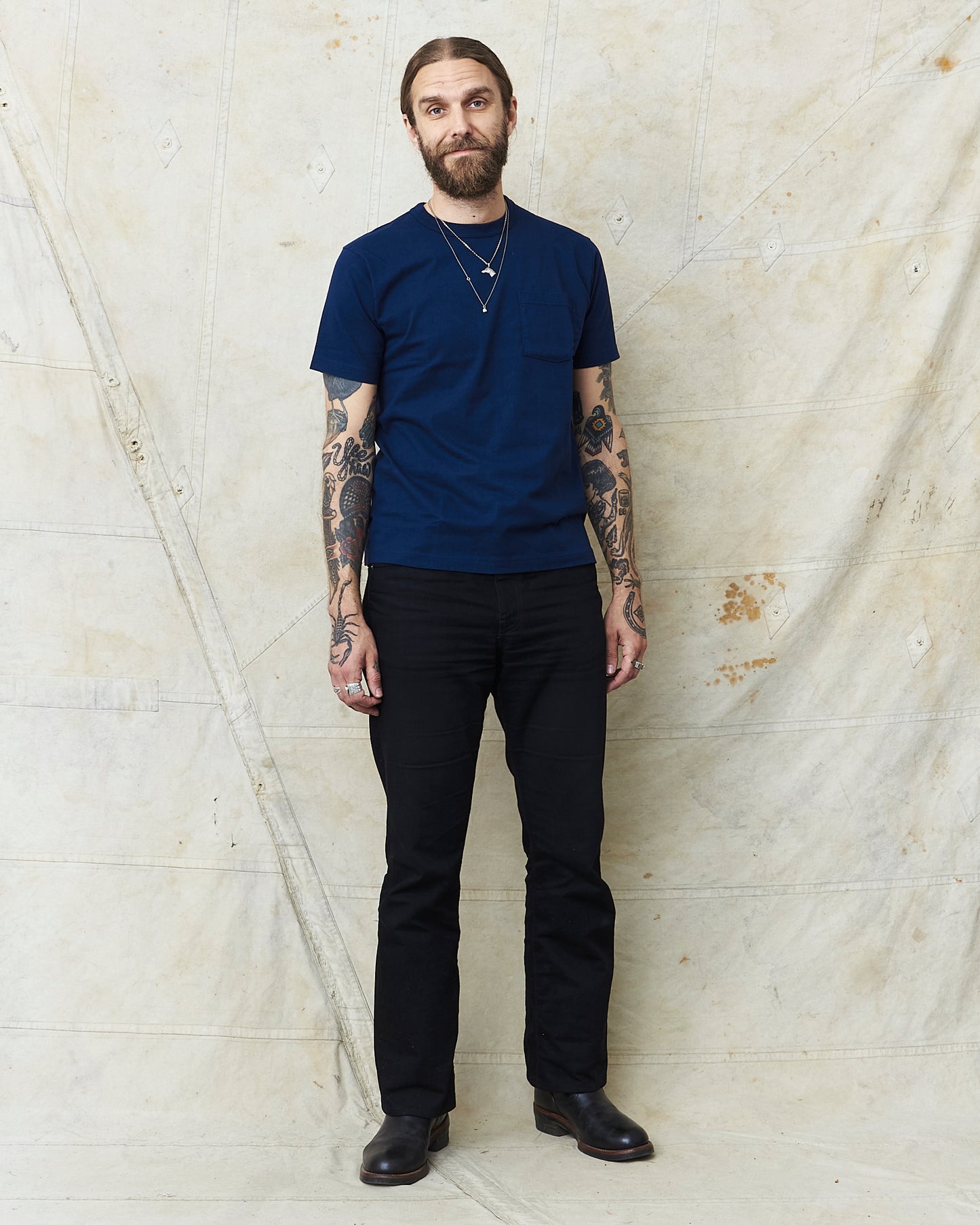 Whitesville Heavyweight Short Sleeve Pocket T-shirt Navy WV78932