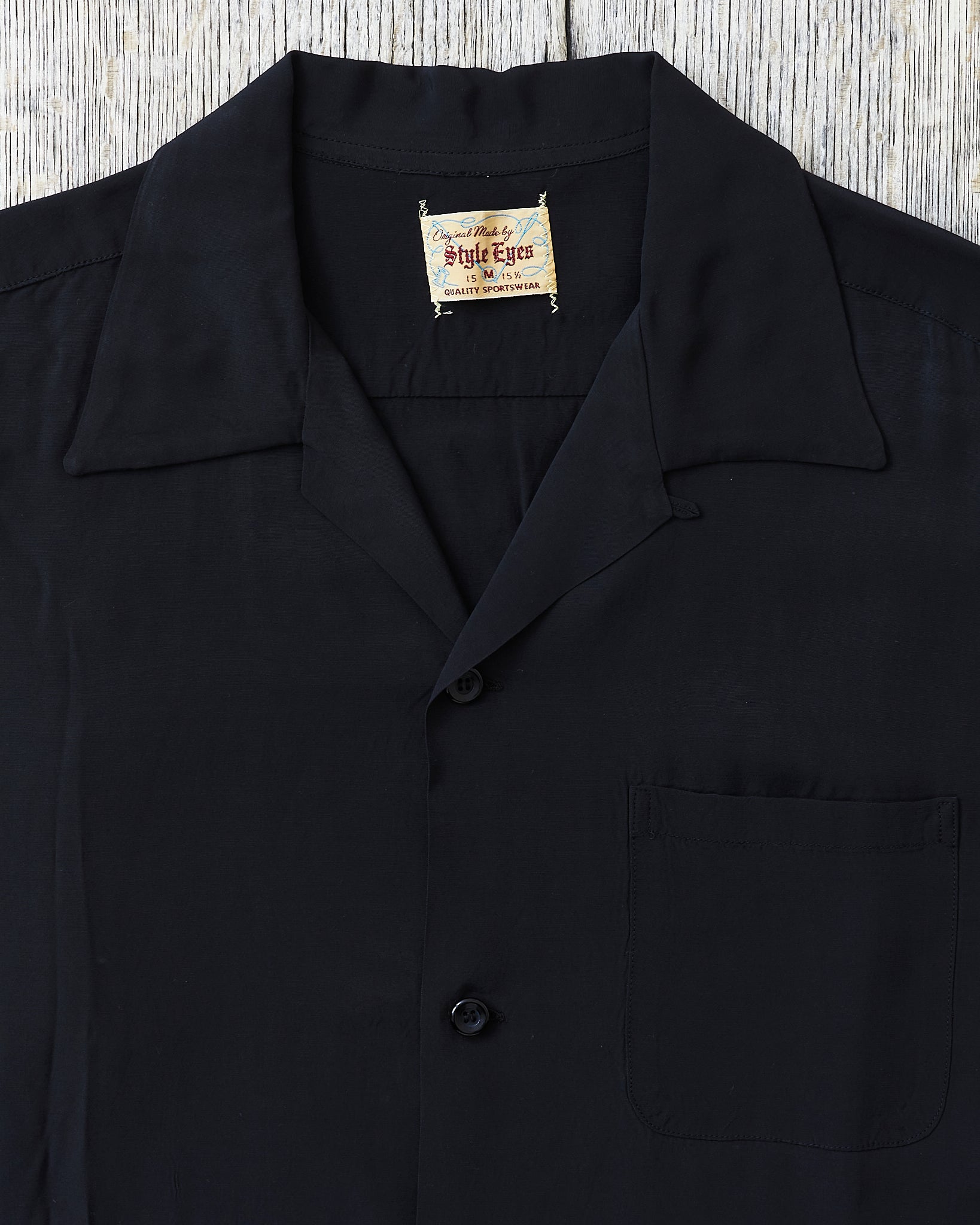 Style Eyes SE39455 Short Sleeve Rayon Bowling Shirt Black – Second